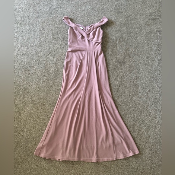 David’s Bridal formal dress 4 Stretchy Pink straps shoulder off wedding prom - Picture 1 of 9